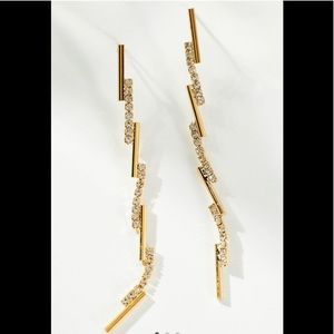 NWT Anthropologie Gold Silver Crystal Drop Earrings!